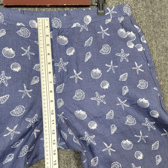 Coldwater Creek Pants Womens 16 Seashell Blue 100% Linen Wide Leg Elastic Waist - Picture 4 of 12